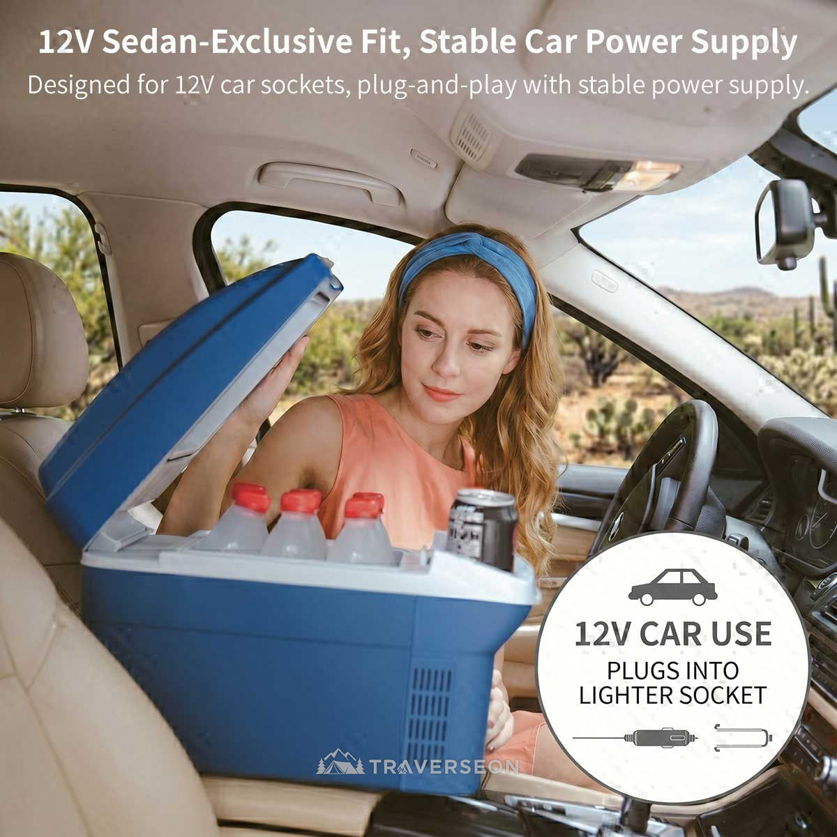 12V Portable Car Cooler & Warmer – 8L Quiet 33dB for Car Camping | Traverseon