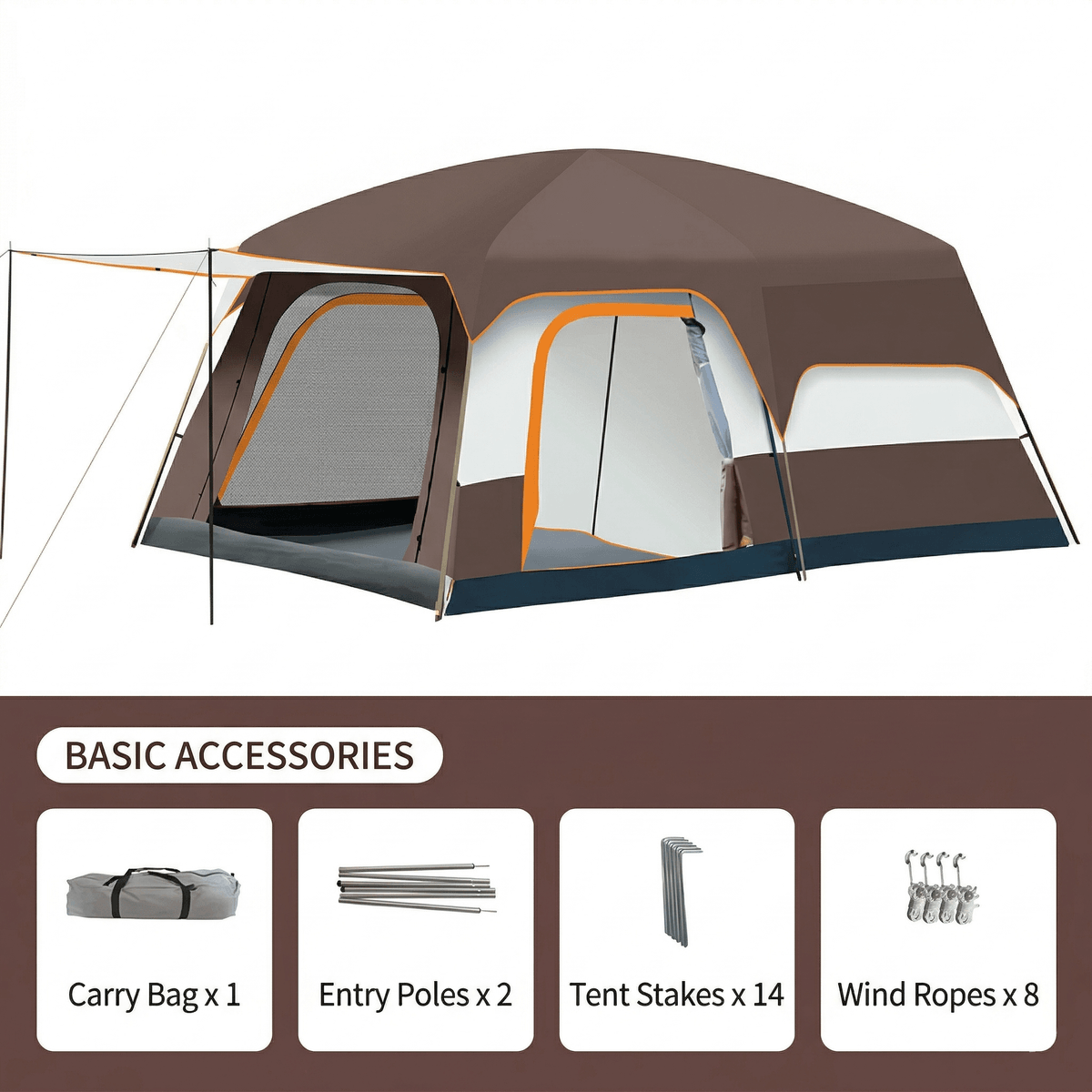 12 Person Family Camping Tent – 14.1 × 10 ft, 3-Room Waterproof | Traverseon