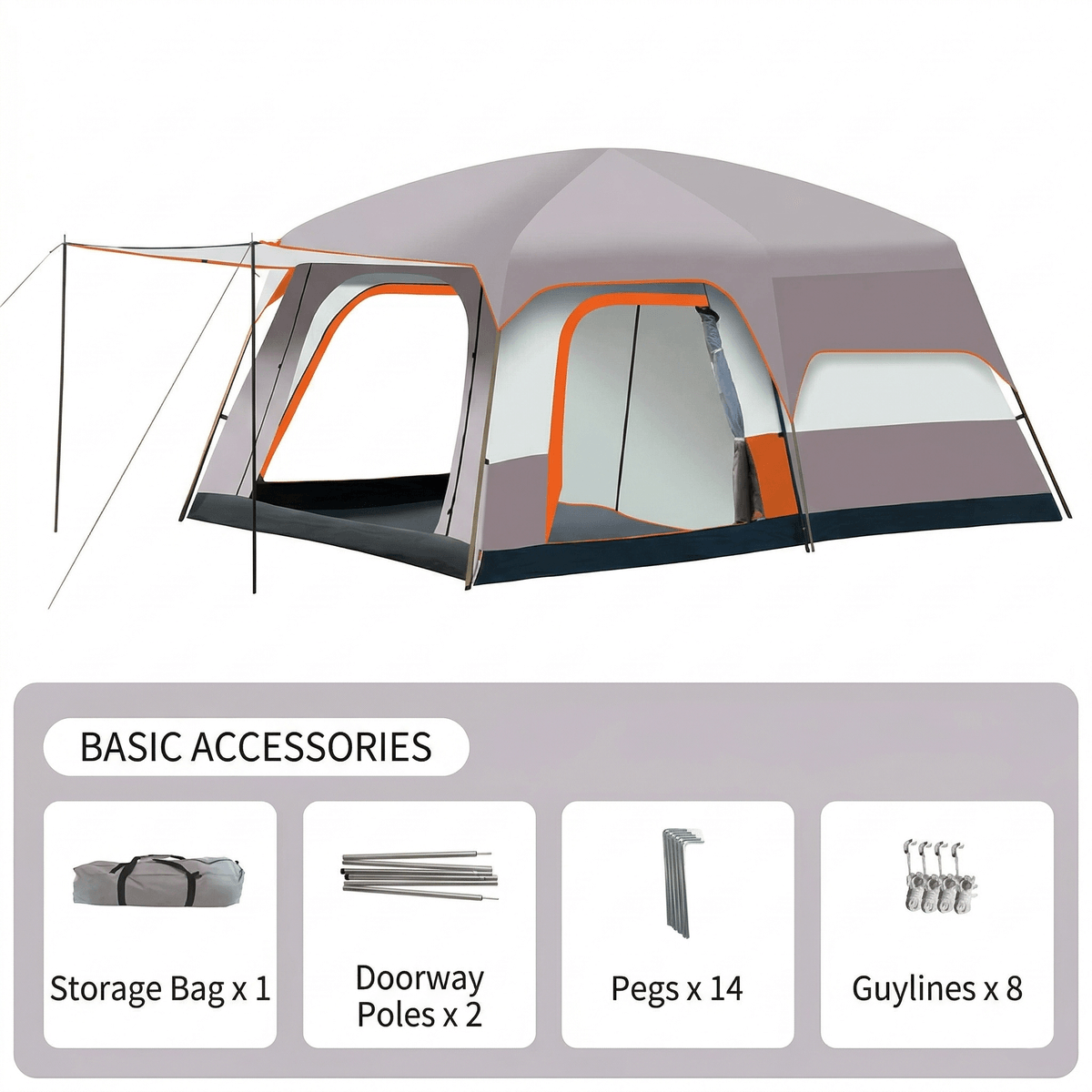 12 Person Family Camping Tent – 14.1 × 10 ft, 3-Room Waterproof | Traverseon