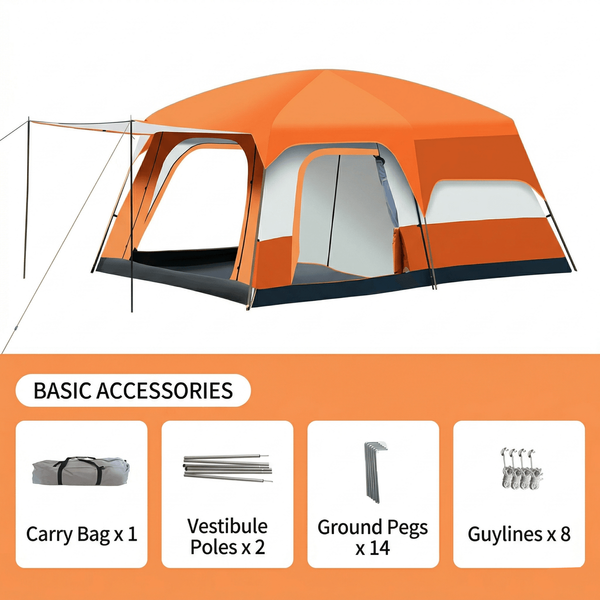 12 Person Family Camping Tent – 14.1 × 10 ft, 3-Room Waterproof | Traverseon