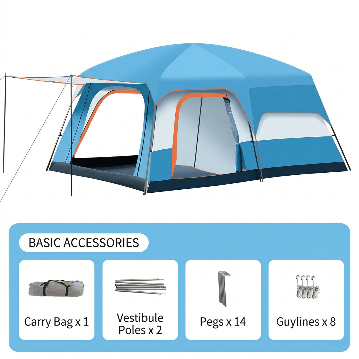 12 Person Family Camping Tent – 14.1 × 10 ft, 3-Room Waterproof | Traverseon