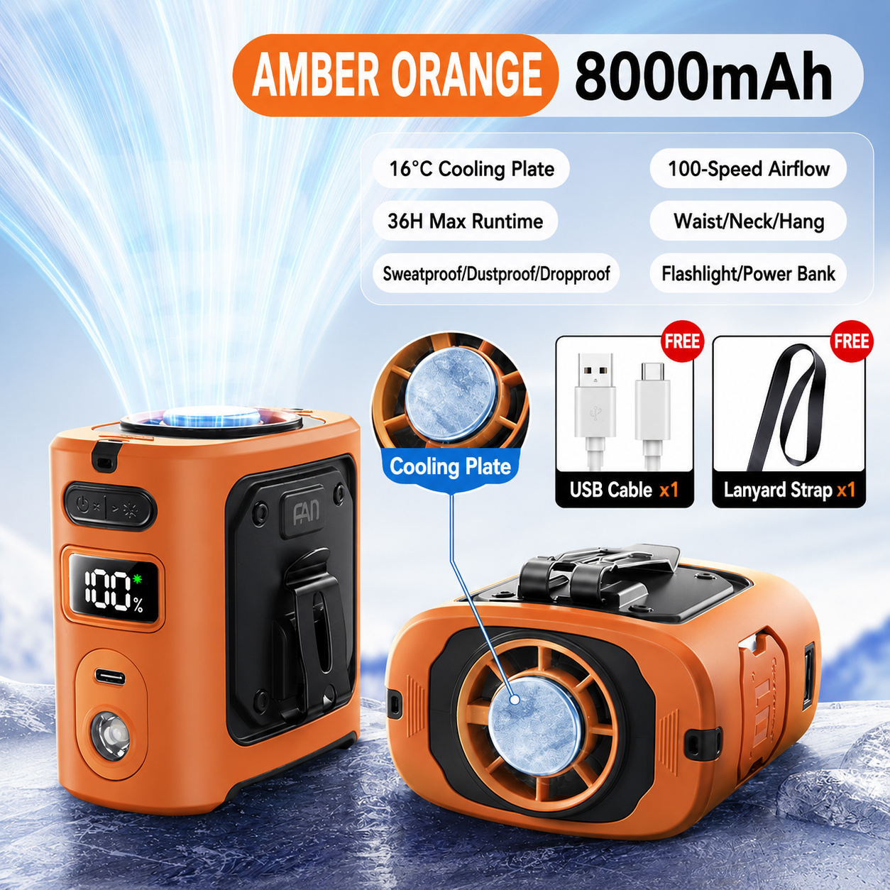 Semiconductor Cooling Waist Fan – 8000mAh Wearable Portable Fan | Traverseon