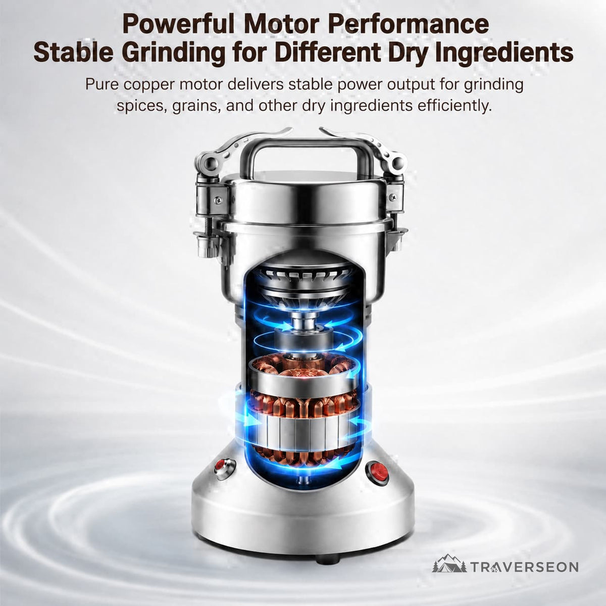 150g/350g Electric Kitchen Grinder – High-Speed Spice & Grain Mill | Traverseon