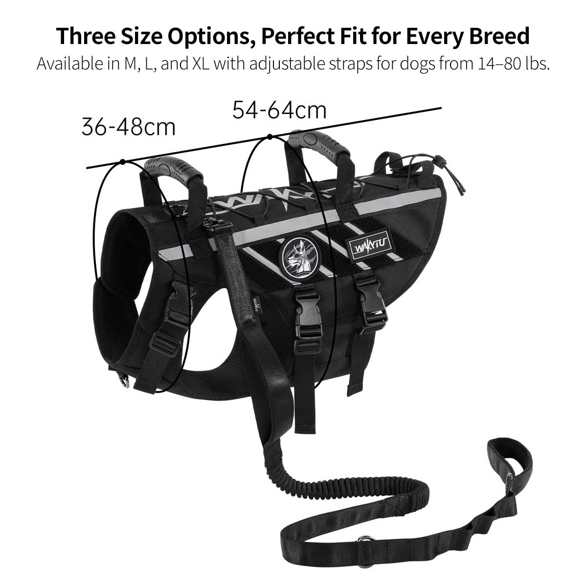 Outdoor Dog Harness – 900D Nylon Detachable Elastic Leash Reflective Dual Handles M/L/XL Hiking Walking | Traverseon
