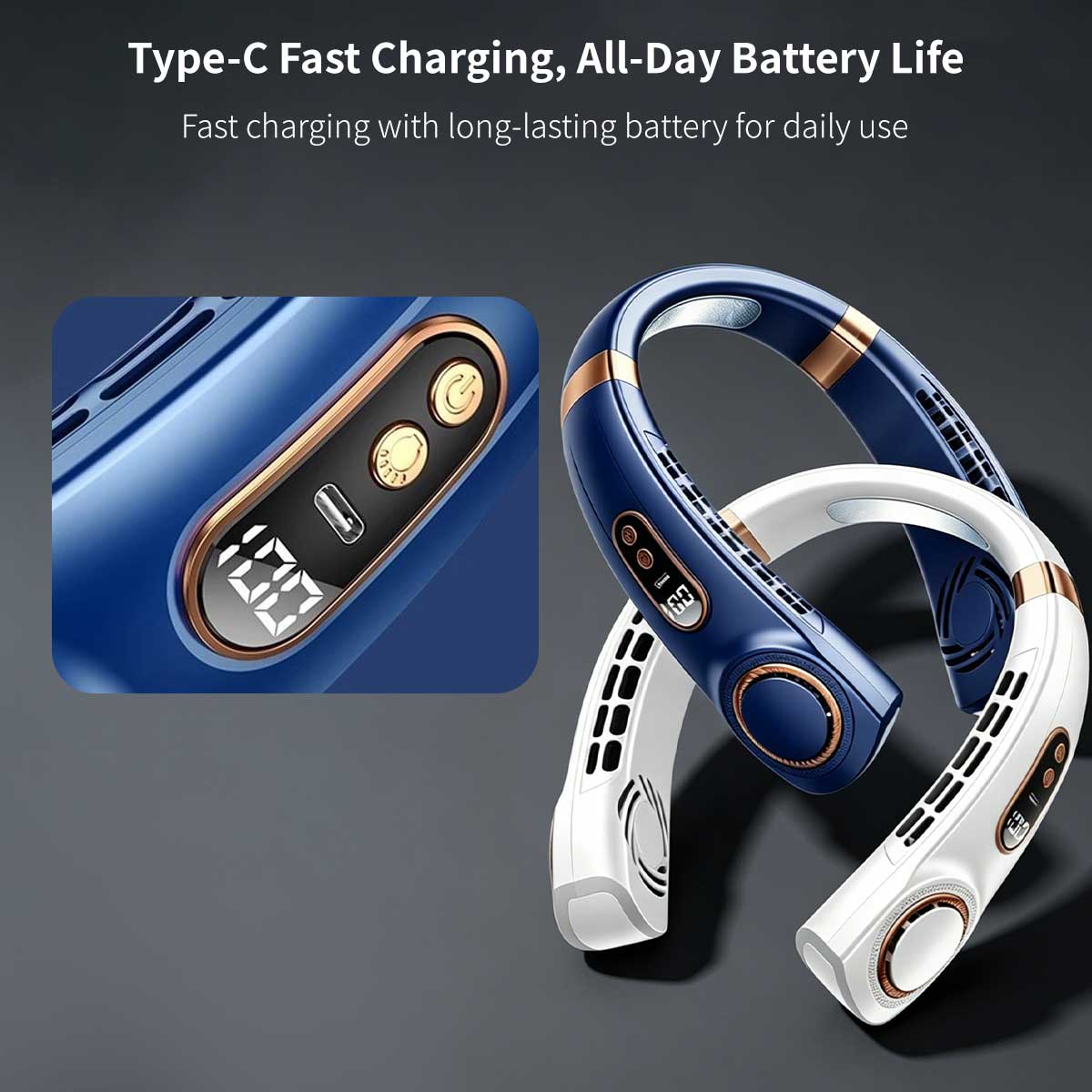 Ice Cooling Neck Fan – USB Rechargeable Bladeless Wearable Fan | Traverseon