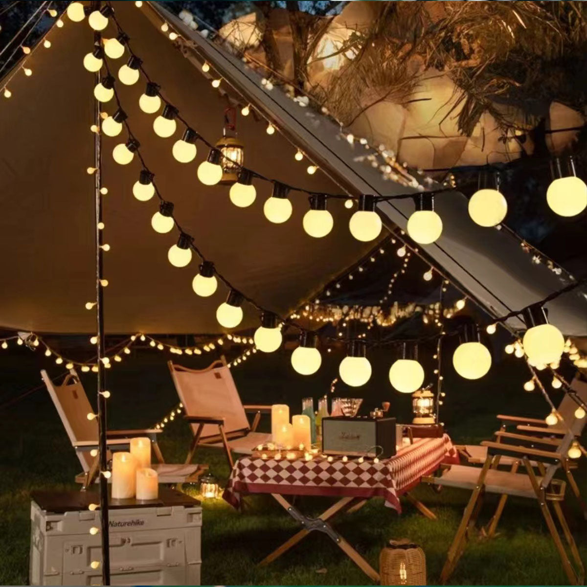 Outdoor Camping LED Globe String Lights IP55 Waterproof Multi-Power | Traverseon