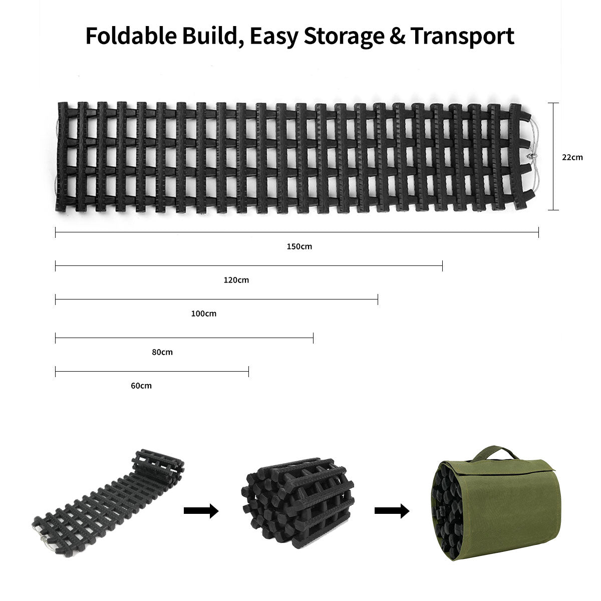 Car Traction Mat – 10-Ton Load, Tool-Free Recovery , Multi-Size for Car/Truck/SUV/RV Camping | Traverseon