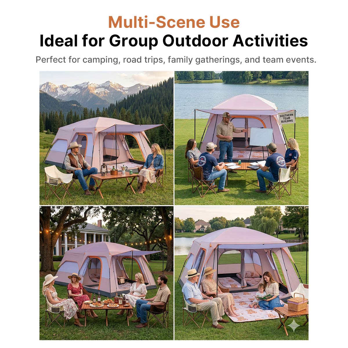 Large Tent 8-12 Person – 2-Bedroom 1-Living Room, Waterproof TearShield Camping | Traverseon