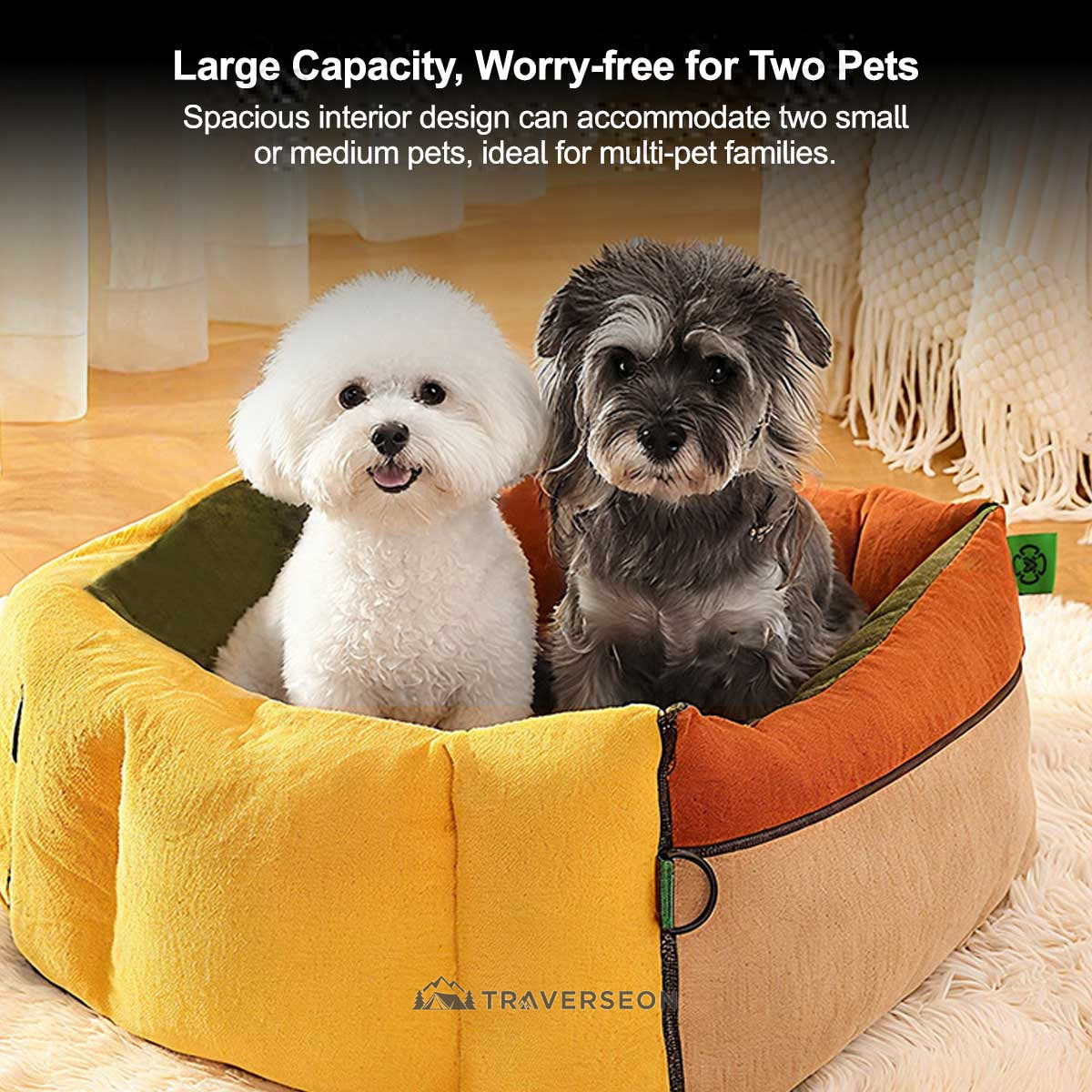 3-in-1 Pet Car Seat & Carrier - Washable Travel Bed for Car, Home & Outdoors (Up to 28 lbs) | Traverseon