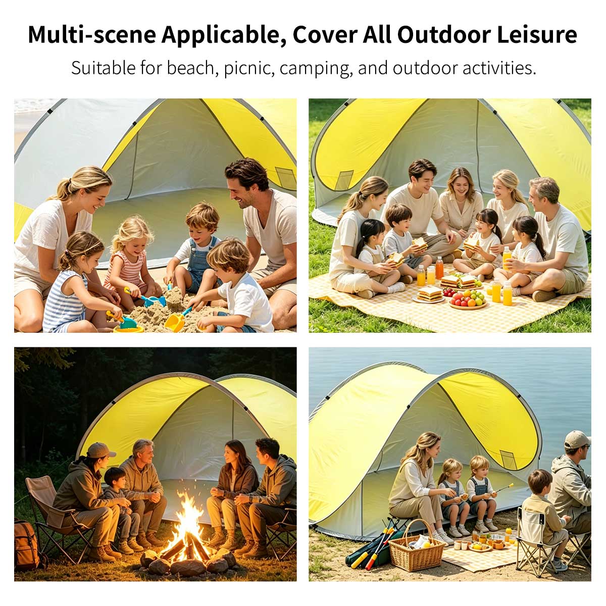 Pop-Up Beach Tent – Instant Setup UV Protection Sun Shelter | Traverseon