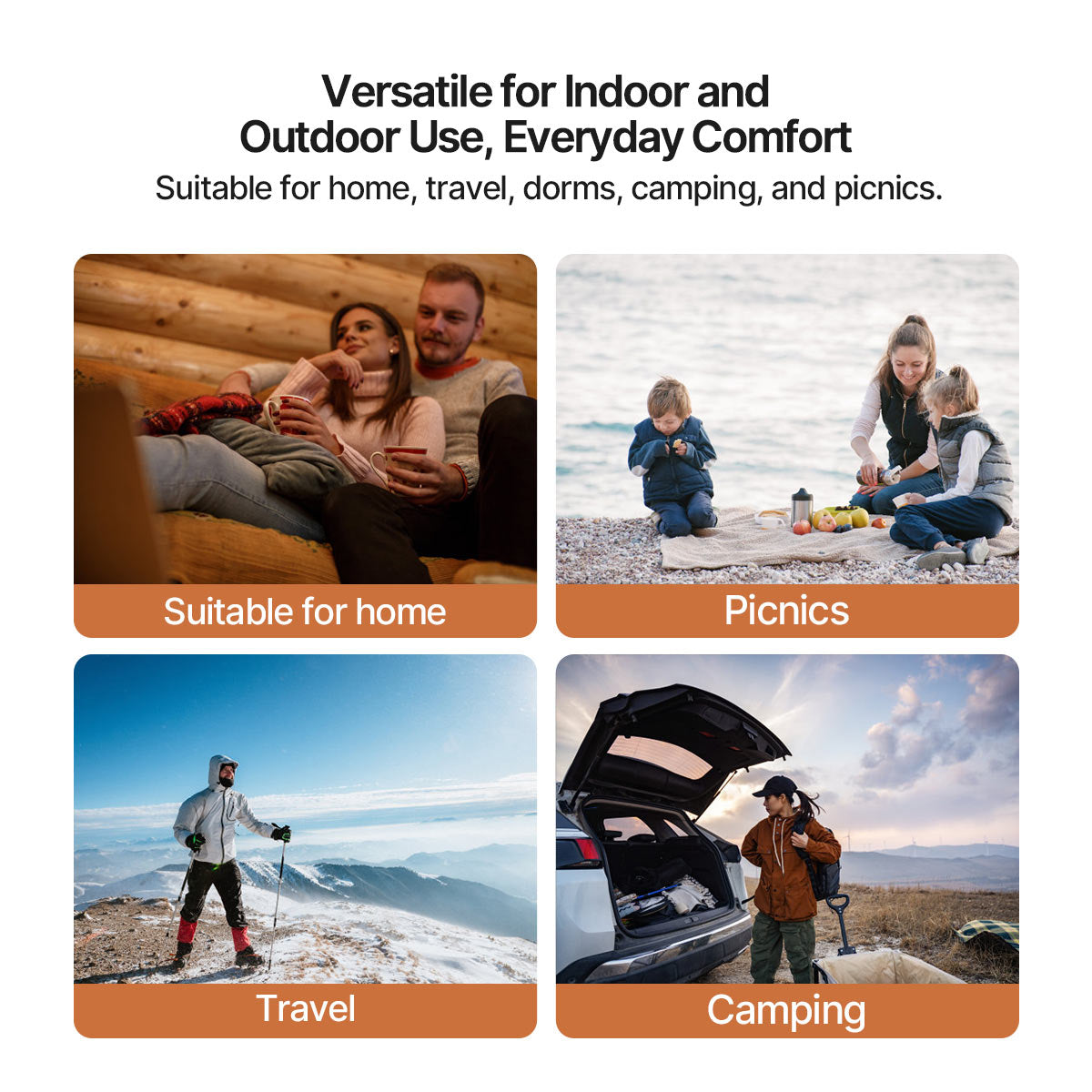 Heated Blanket Wearable USB-Powered – 3-Speed Temp, Washable for Camping | Traverseon