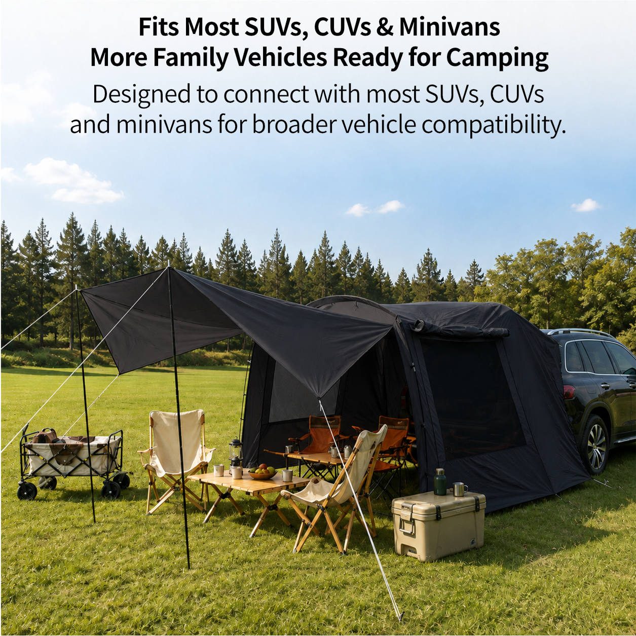 SUV Tailgate Tent Canopy – Leak Resistant 210T 3000 Waterproof UV Protection for Car Camping | Traverseon