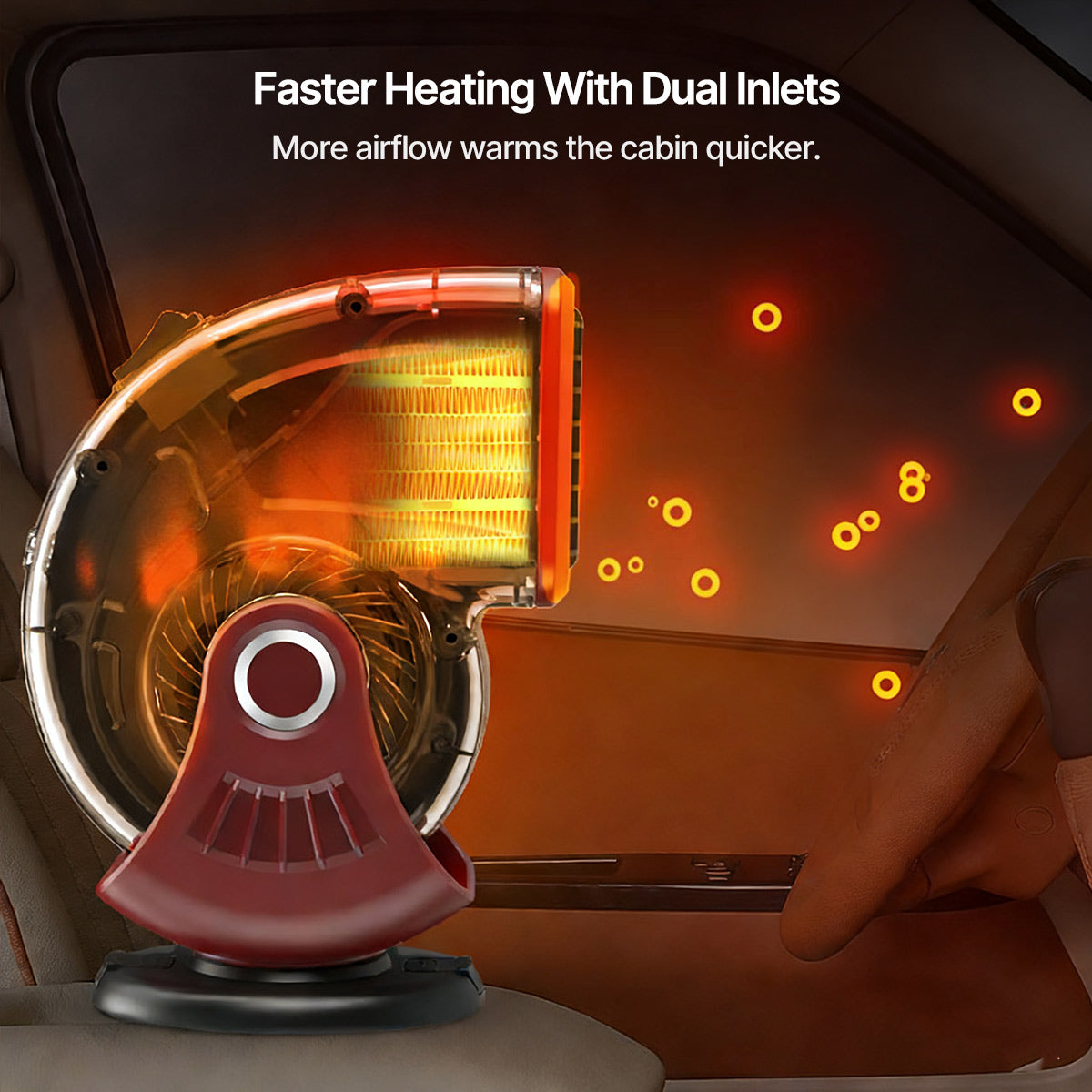 12V Car Heater & Defroster – 80°C Rapid Heat, Dual-Mode, 360° Adjustable | Traverseon