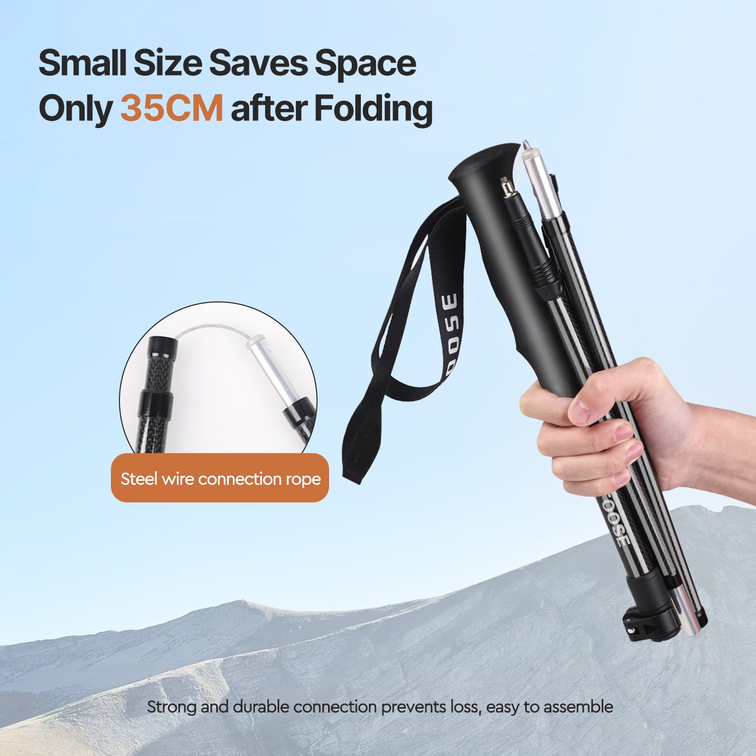 Light Yet Strong 3K Carbon Fiber Trekking Pole