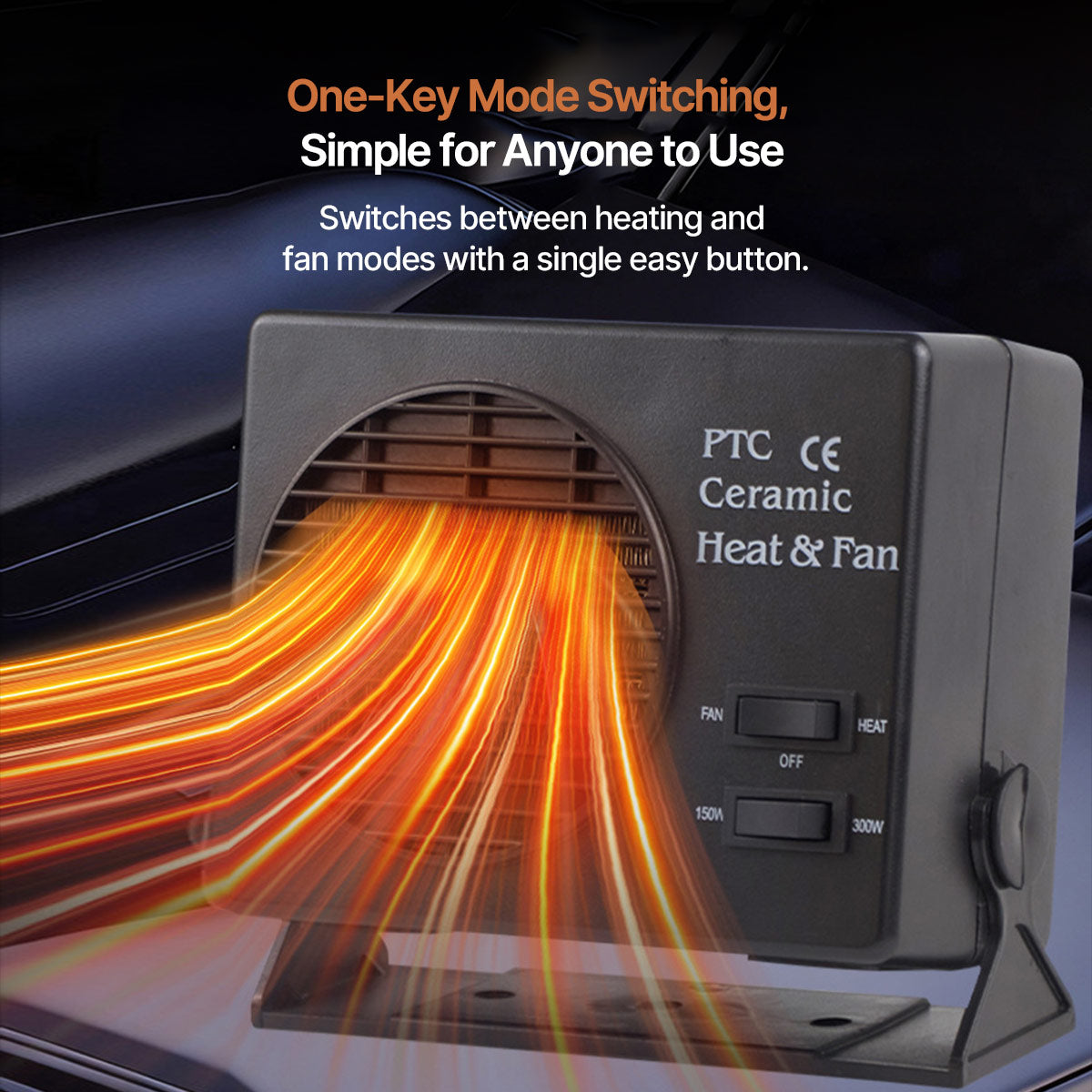 Heater Car 12V Portable Defroster – 150W/300W Cool-Warm PTC Ceramic Fan for Sedans, SUVs | Traverseon