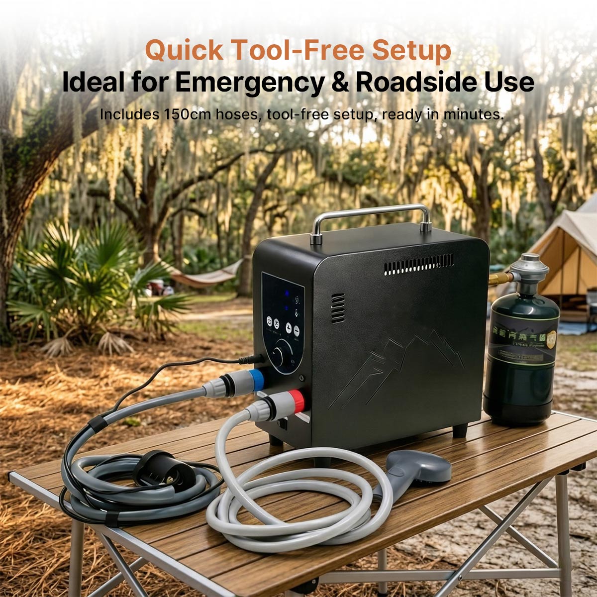 Portable Outdoor Water Heater with Instant 65°C Hot Water & 100-240V Universal Compatibility | Traverseon