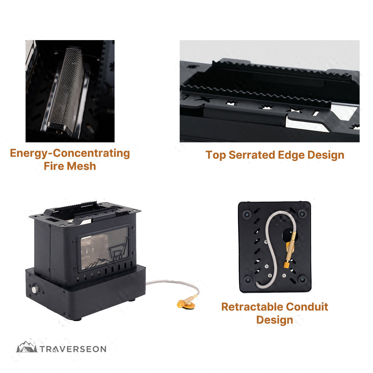 1900W Propane Camping Stove Heater – 2-in-1 Cooktop with Flame View | Traverseon