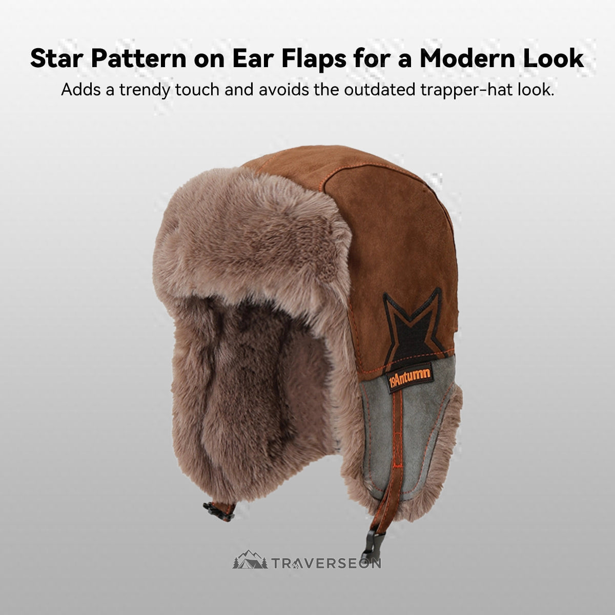 3-Way Winter Trapper Hat with Ear Flaps, Fleece-Lined Faux Leather Cold Weather Hat | Traverseon