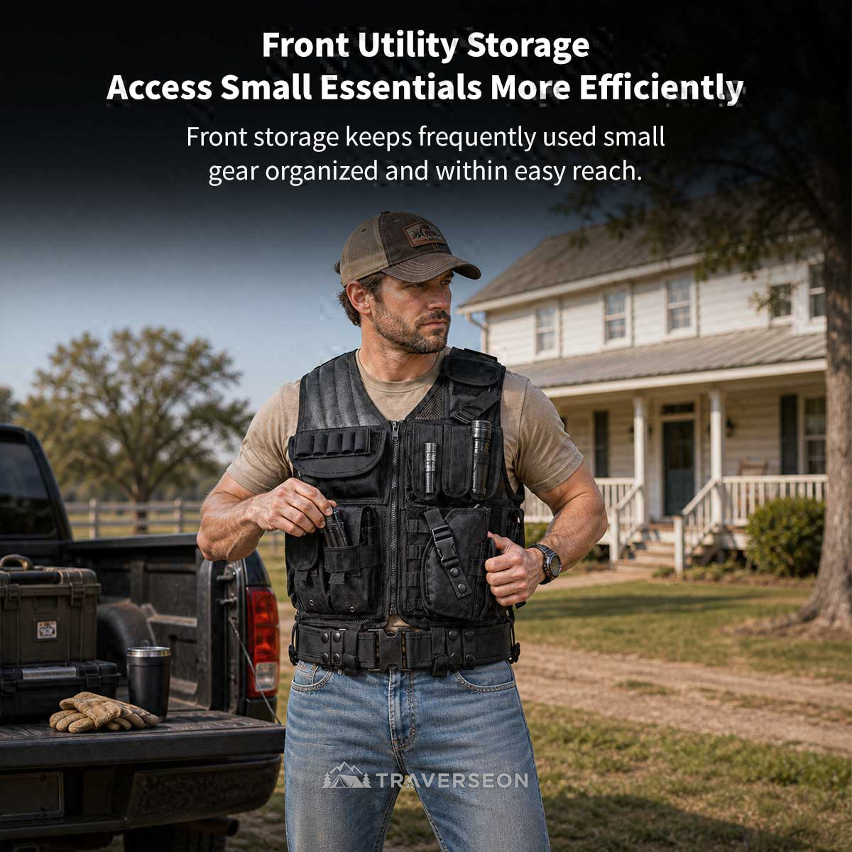 600D Tactical MOLLE Vest – Adjustable 3.09 lb Mesh Loadout | Traverseon