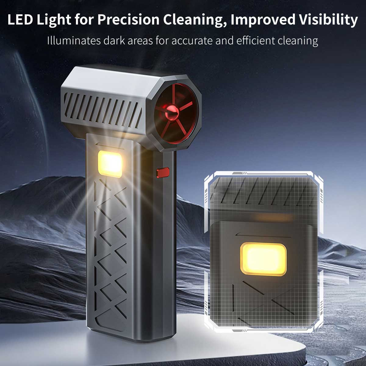 6-Speed Turbo Violence Fan, 2-in-1 Blow & Suction, 6000mAh Portable Blower with Emergency Tools|Traverseon