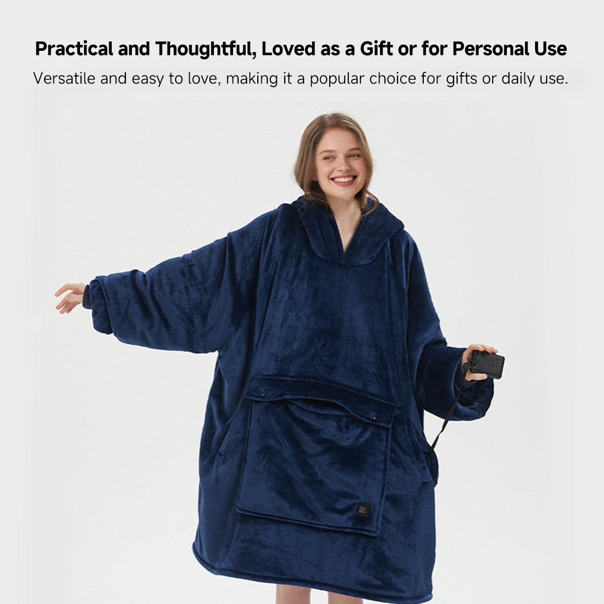 Cordless Heated Hoodie Blanket – 1400g Thick Flannel Cozy Warmth Anywhere | Traverseon