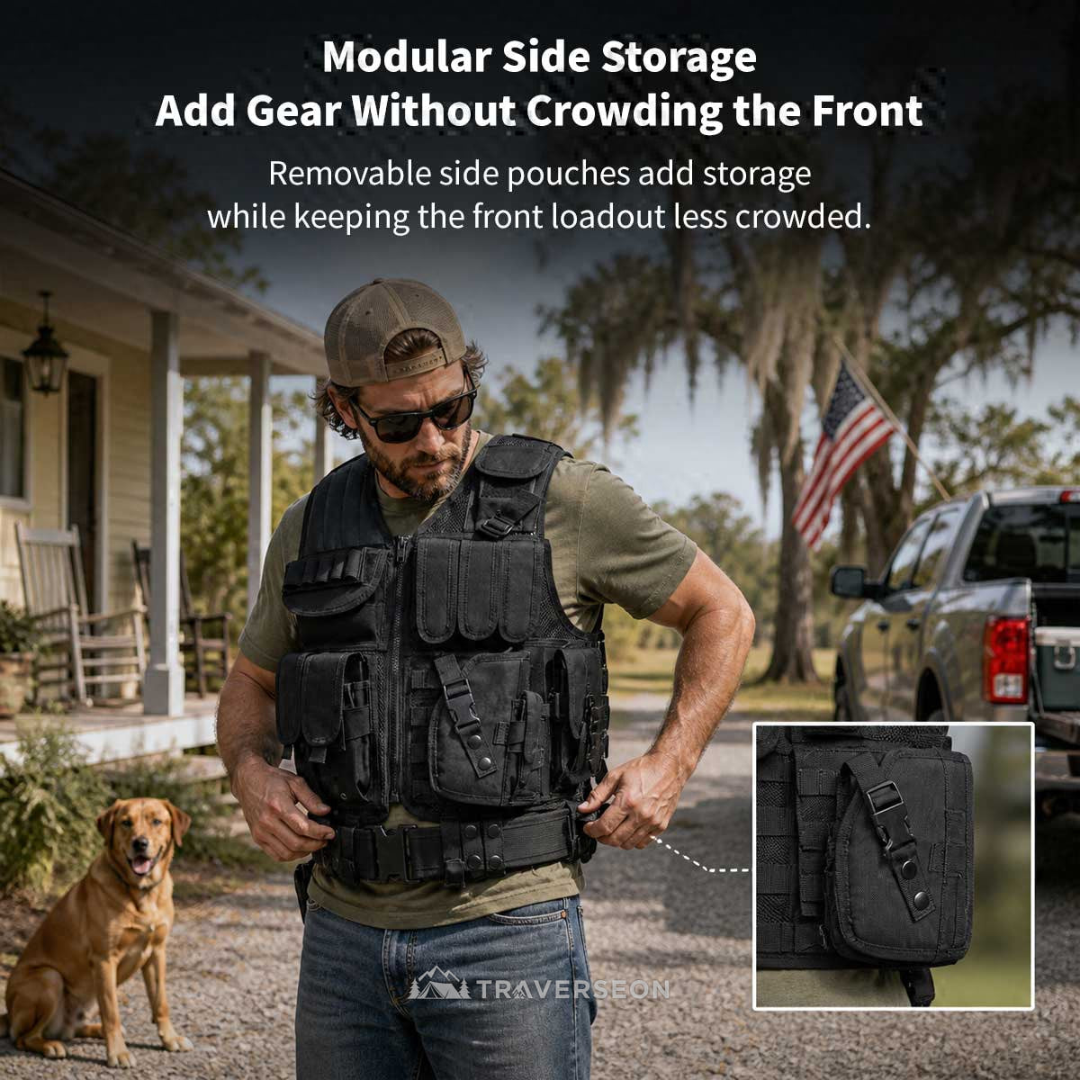 600D Tactical MOLLE Vest – Adjustable 3.09 lb Mesh Loadout | Traverseon