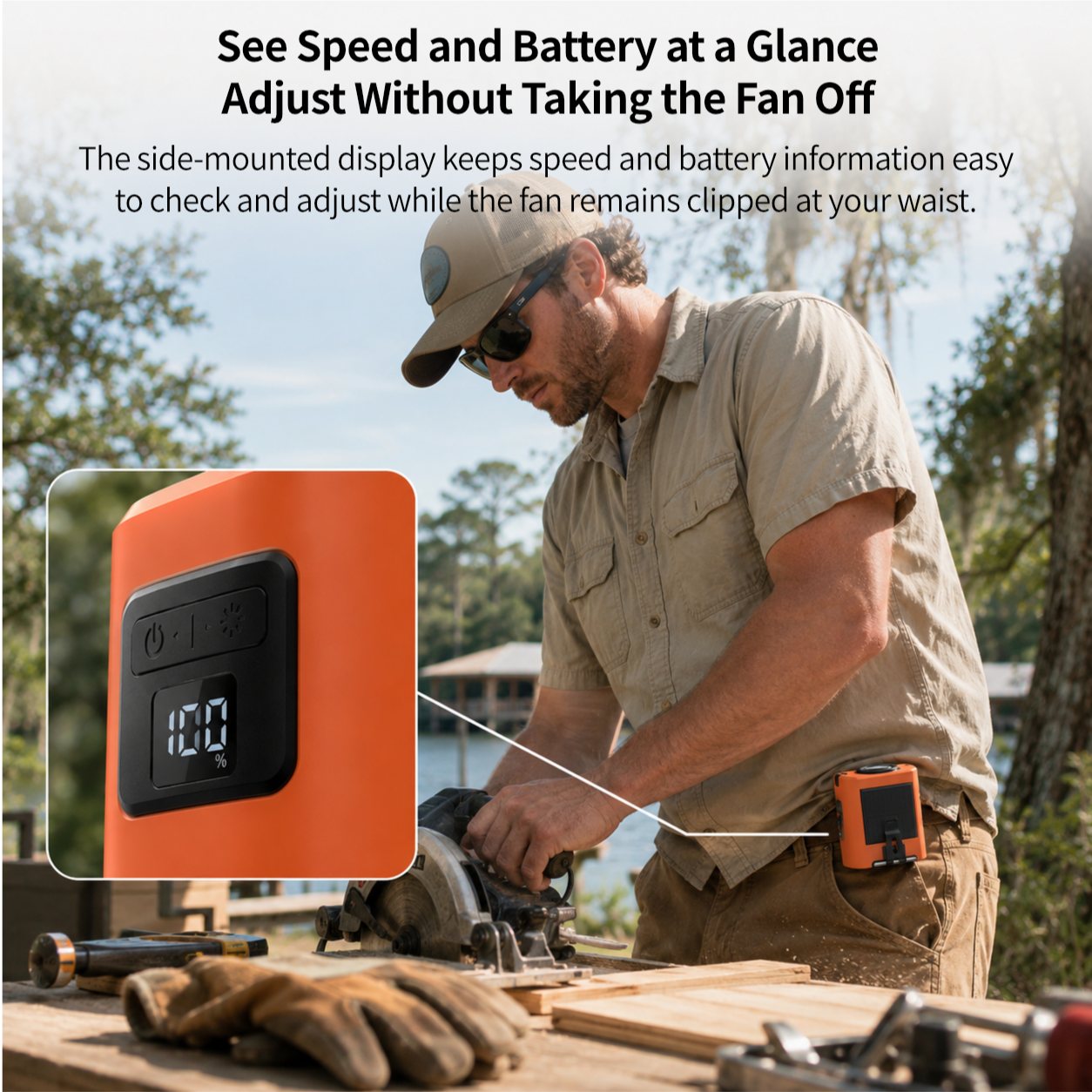 Portable Waist Fan – 8000mAh, 14,400 RPM Low-Noise, TEC Cooling & Solar | Traverseon