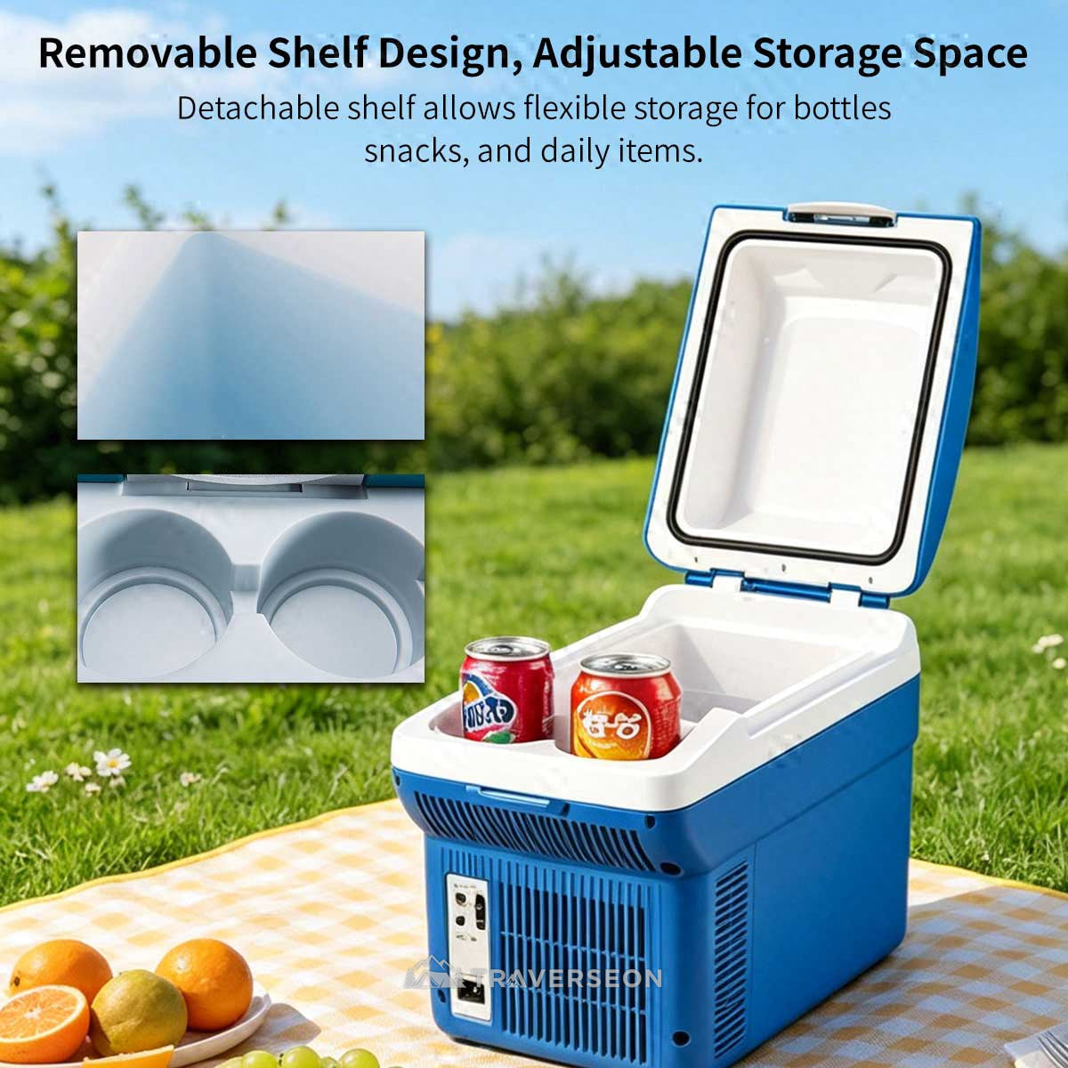 12V Portable Car Cooler & Warmer – 8L Quiet 33dB for Car Camping | Traverseon