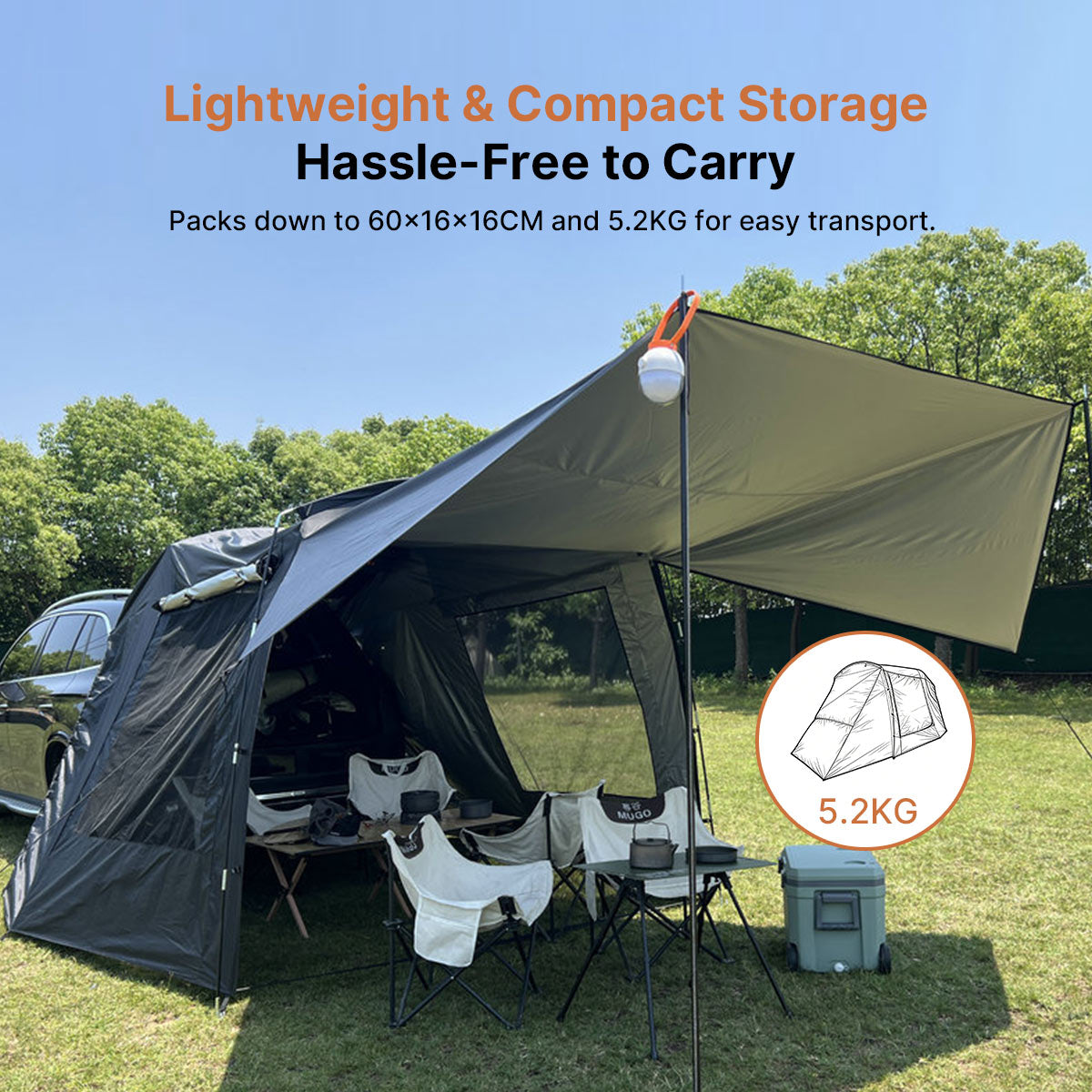 SUV Tailgate Tent Canopy – 210T 3000 Waterproof UV Protection for Car Camping | Traverseon