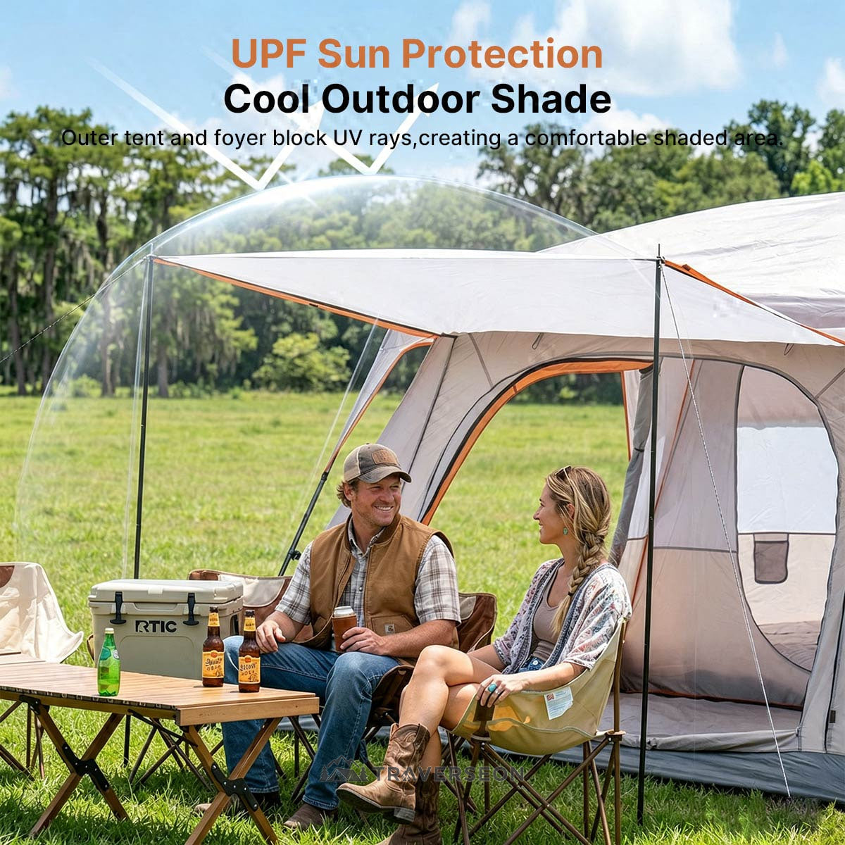 12 Person Family Camping Tent – 14.1 × 10 ft, 3-Room Waterproof | Traverseon