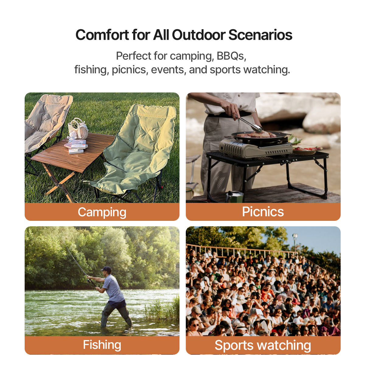 265 lb Reclining Moon Chair — 4-Level Adjustable, Extra-Wide Seat, Multi-Scene Outdoor Use | Traverseon