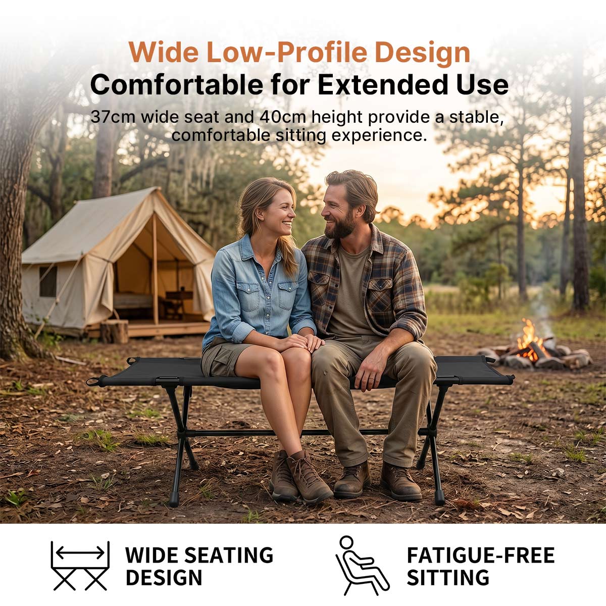 Double Folding Camping Bench – 440 lbs Lightweight Waterproof Outdoor| Traverseon