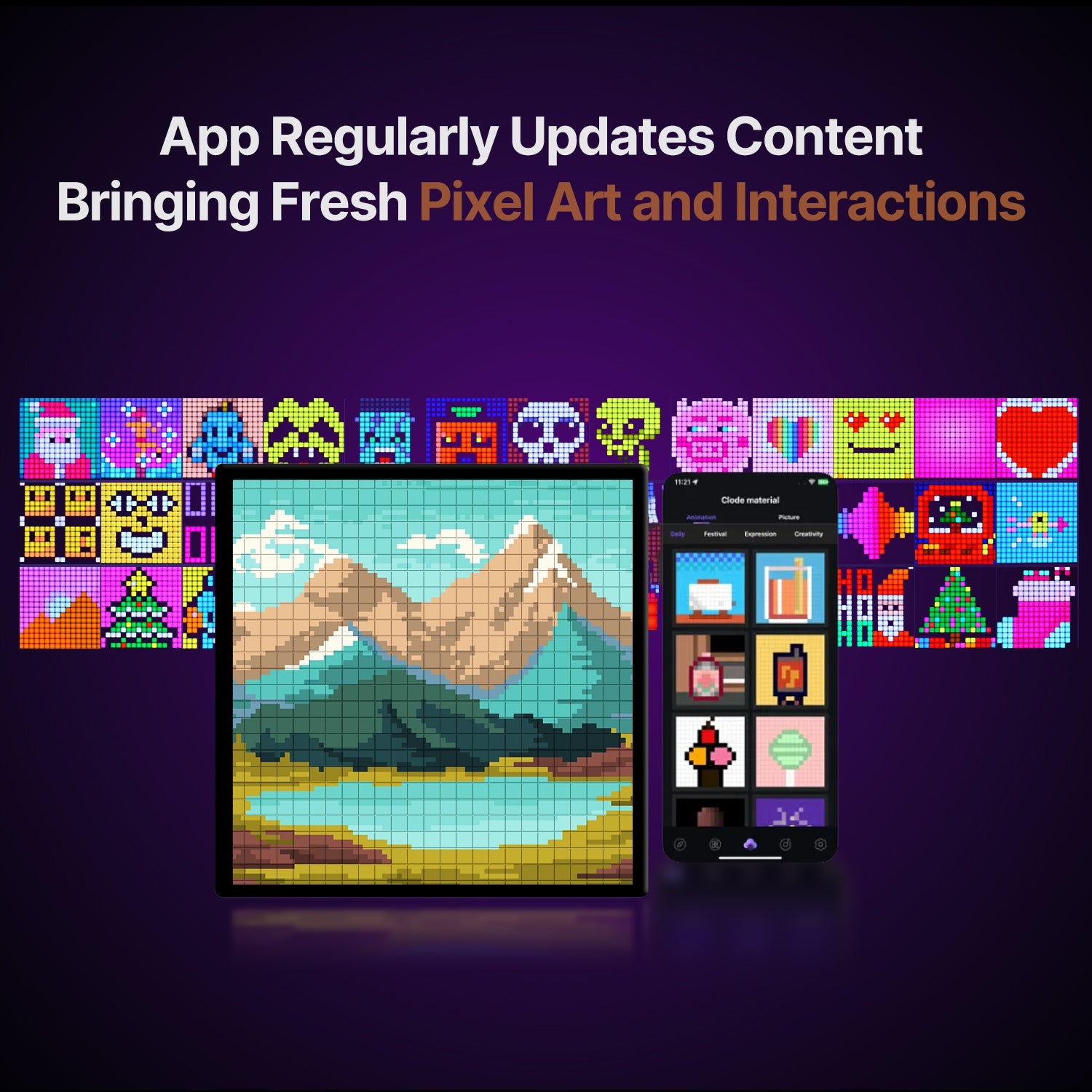 LED Pixel Art Display – 6.3–25.2 in App-Controlled Frame & Speaker | Traverseon