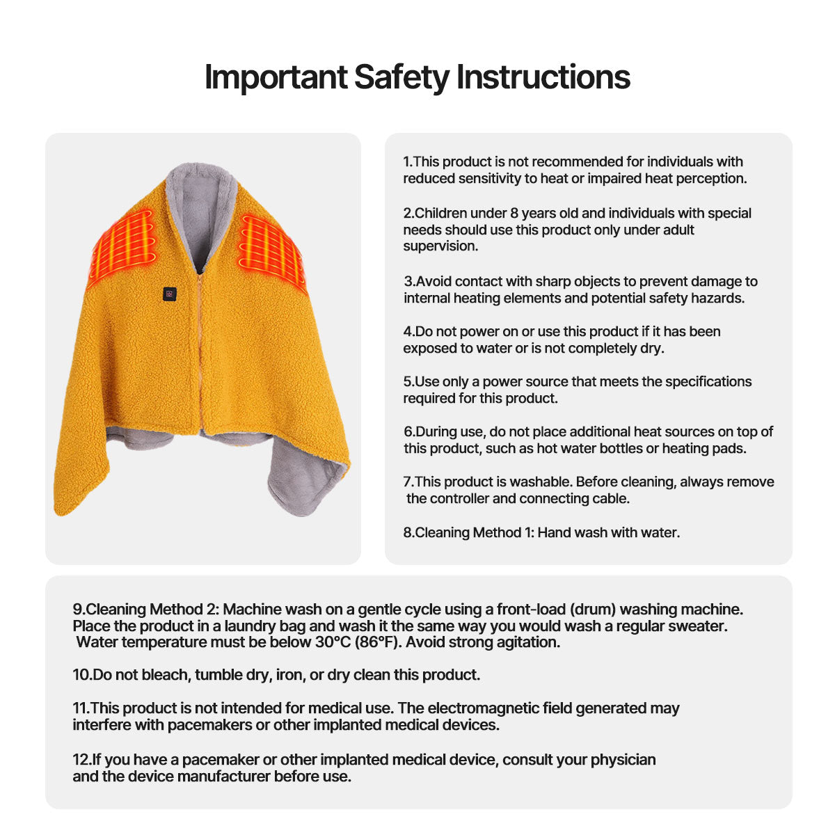 Heated Blanket Wearable USB-Powered – 3-Speed Temp, Washable for Camping | Traverseon