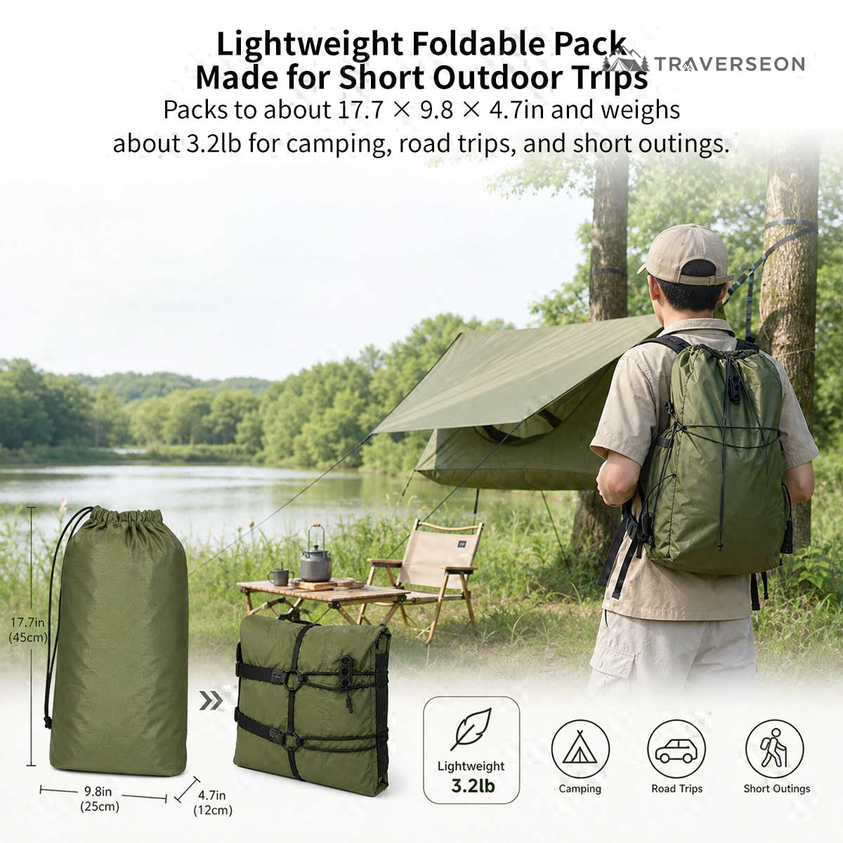 Anti-Mosquito Camping Hammock – 440 lb, 3000 mm Rain Tarp | Traverseon