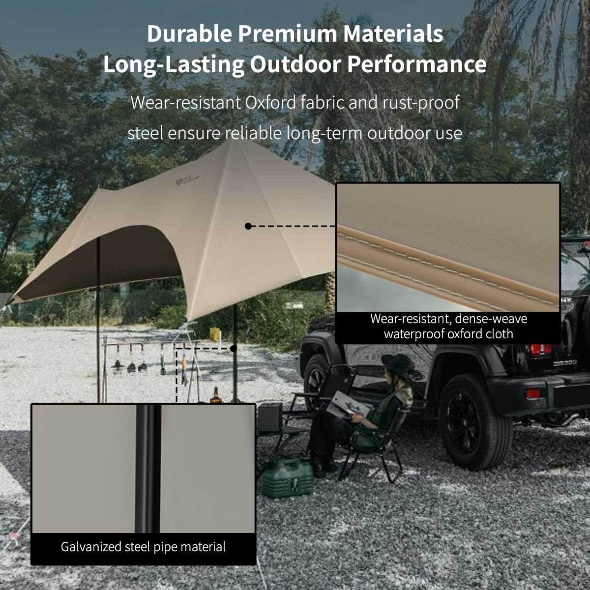 Car Side Awning – UPF50+ Waterproof Suction Mount Shade for SUV RV | Traverseon