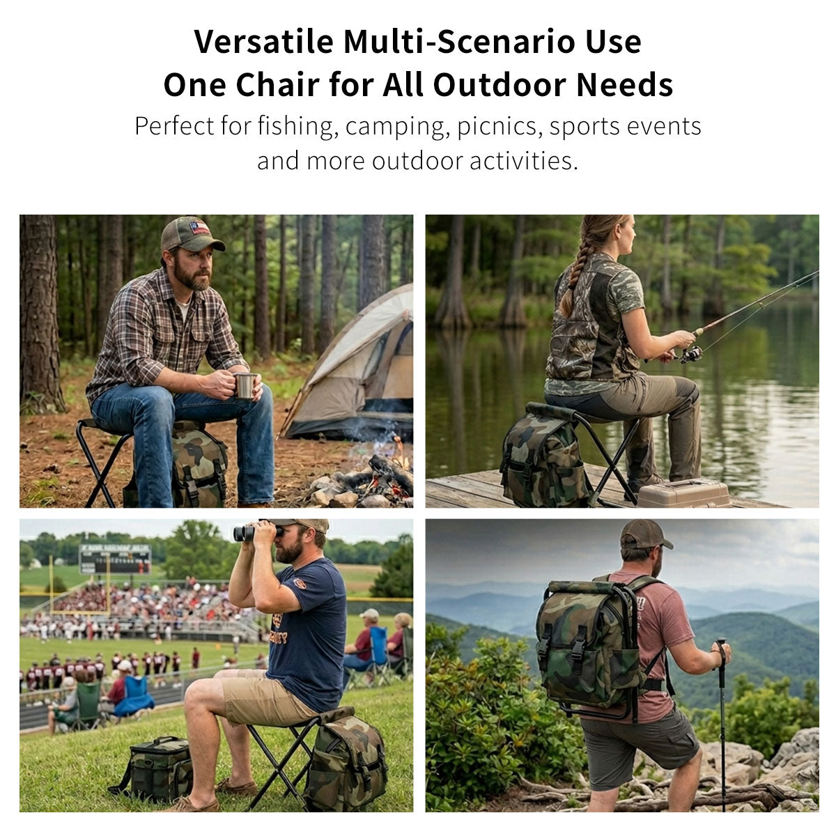 Backpack Folding Chair – 2-in-1 Portable Seat with Storage, Lightweight Camping Stool | Traverseon