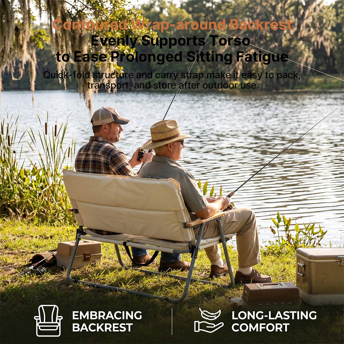 2-Person Padded Camping Loveseat – Foldable Outdoor Chair | Traverseon
