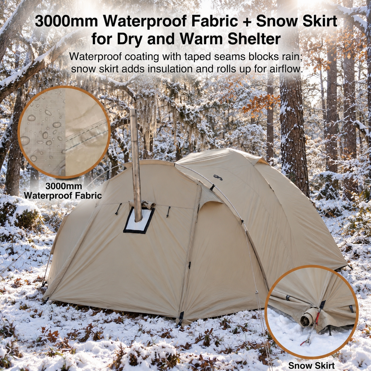 All-Season Family Hot Camping Tent with Stove Jack