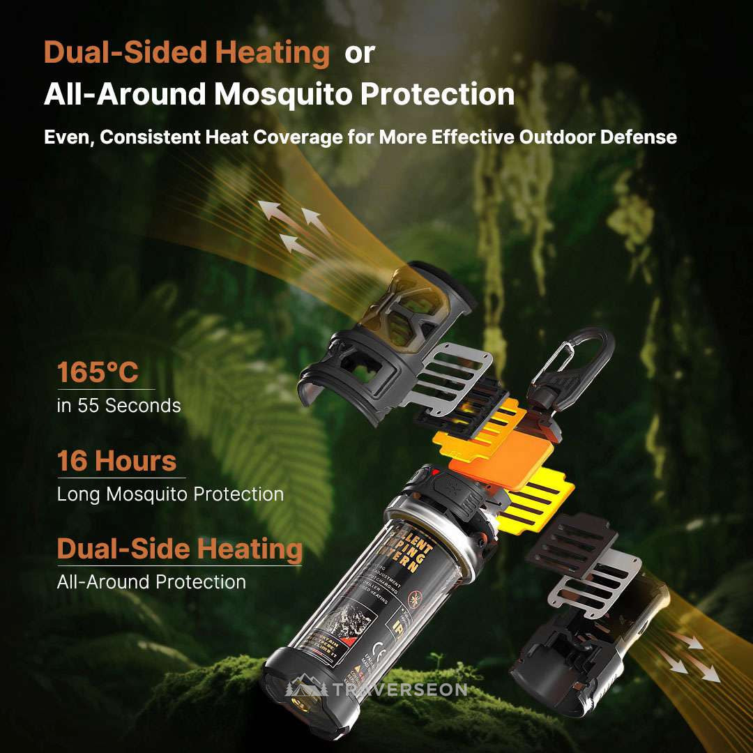 2-in-1 Mosquito Repellent Lamp, 16-Hr Protection for Camping & Hiking | Traverseon