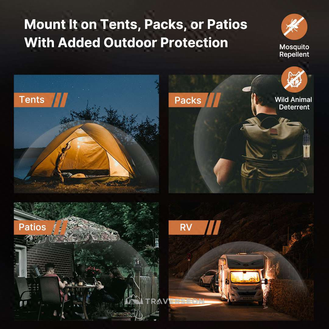 2-in-1 Mosquito Repellent Lamp, 16-Hr Protection for Camping & Hiking | Traverseon