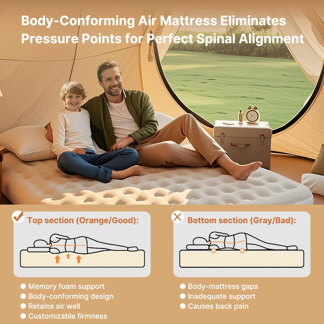 Body-Conforming Premium Plush Surface Air Mattress