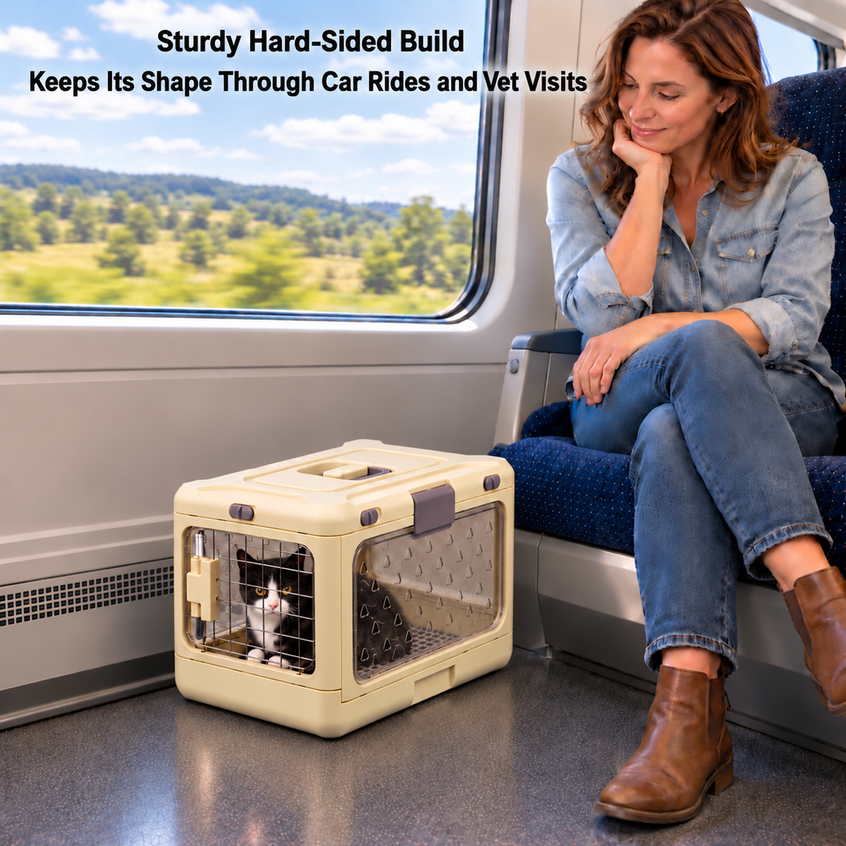 Top-Opening Foldable Pet Carrier โ Hard-Sided Ventilated for Air Travel | Traverseon