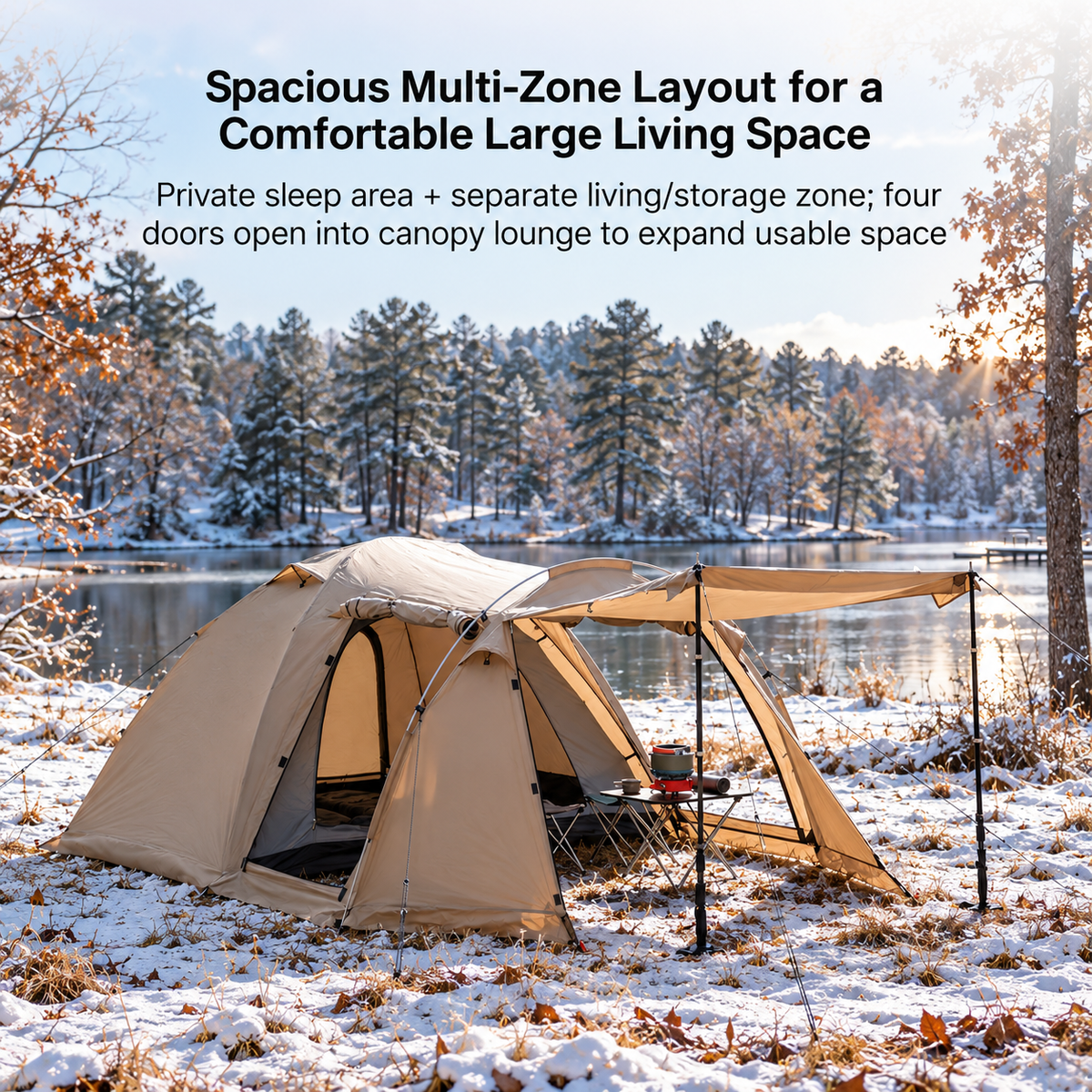 All-Season Family Hot Camping Tent with Stove Jack