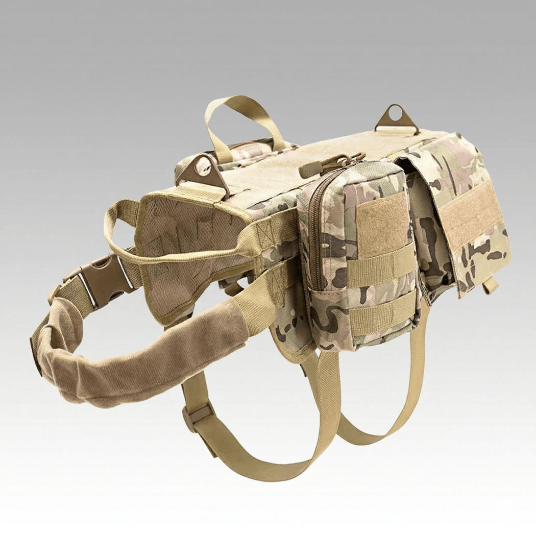 Tactical Dog Vest Harness – Adjustable, Pouches, Handle, for Hiking Training | Traverseon