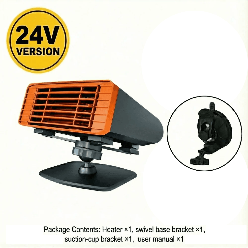 360° Swivel Fast-Heat Car Heater —12V/24V, Instant 80°C, Silent, Fire-Retardant Safety | Traverseon