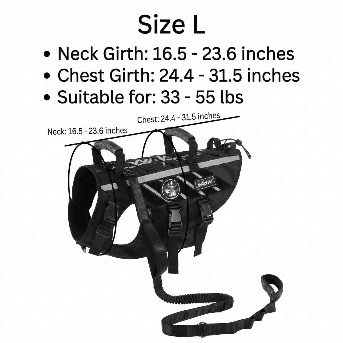 Outdoor Dog Harness – 900D Nylon Detachable Elastic Leash Reflective Dual Handles M/L/XL Hiking Walking | Traverseon