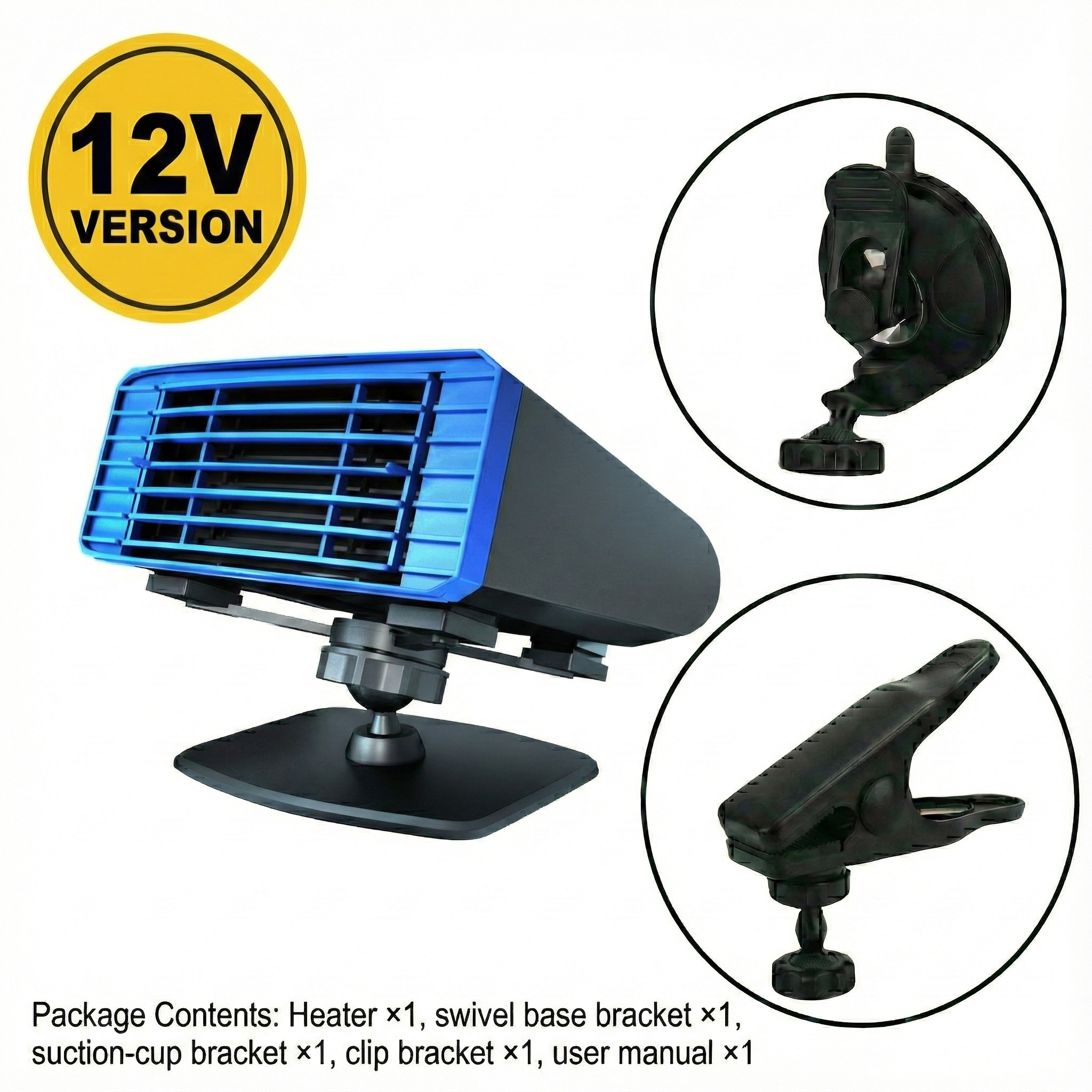 360° Swivel Fast-Heat Car Heater —12V/24V, Instant 80°C, Silent, Fire-Retardant Safety | Traverseon
