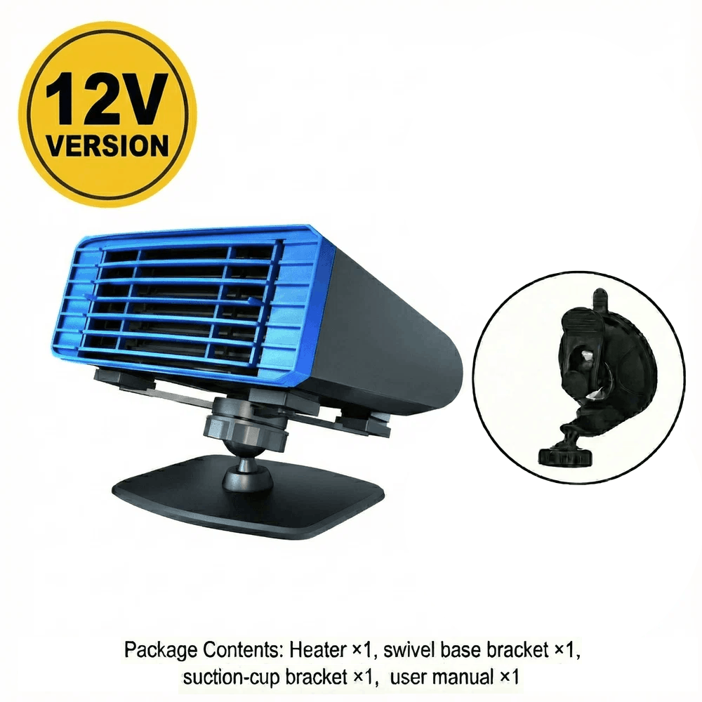 360° Swivel Fast-Heat Car Heater —12V/24V, Instant 80°C, Silent, Fire-Retardant Safety | Traverseon