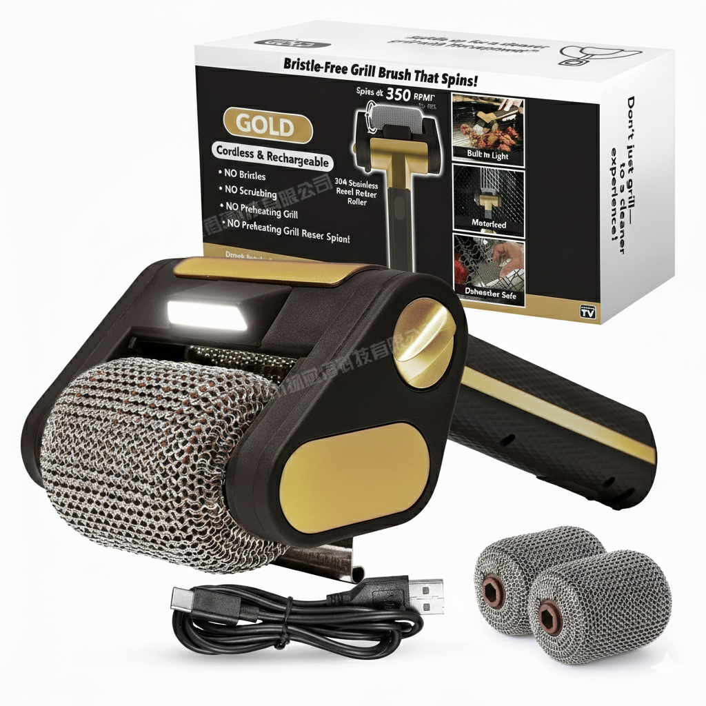 350 RPM Giddy Up Electric Grill Cleaner – Fast Cleaning for Outdoor BBQ, Long Battery Life, LED Light | Traverseon